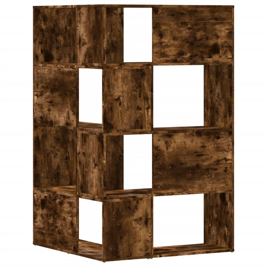 Bokhylle hjørne 4 etasjer røkt eik 85x85x140 cm konstruert tre