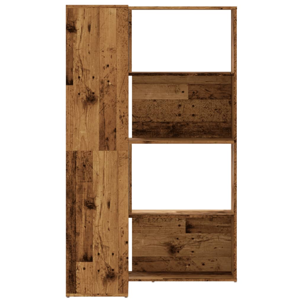 Bokhylle hjørne 4 lag gammelt tre 85x85x140 cm konstruert tre