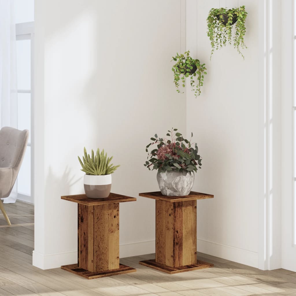 Plantestativer 2 stk gammelt tre 30x30x40 cm konstruert tre