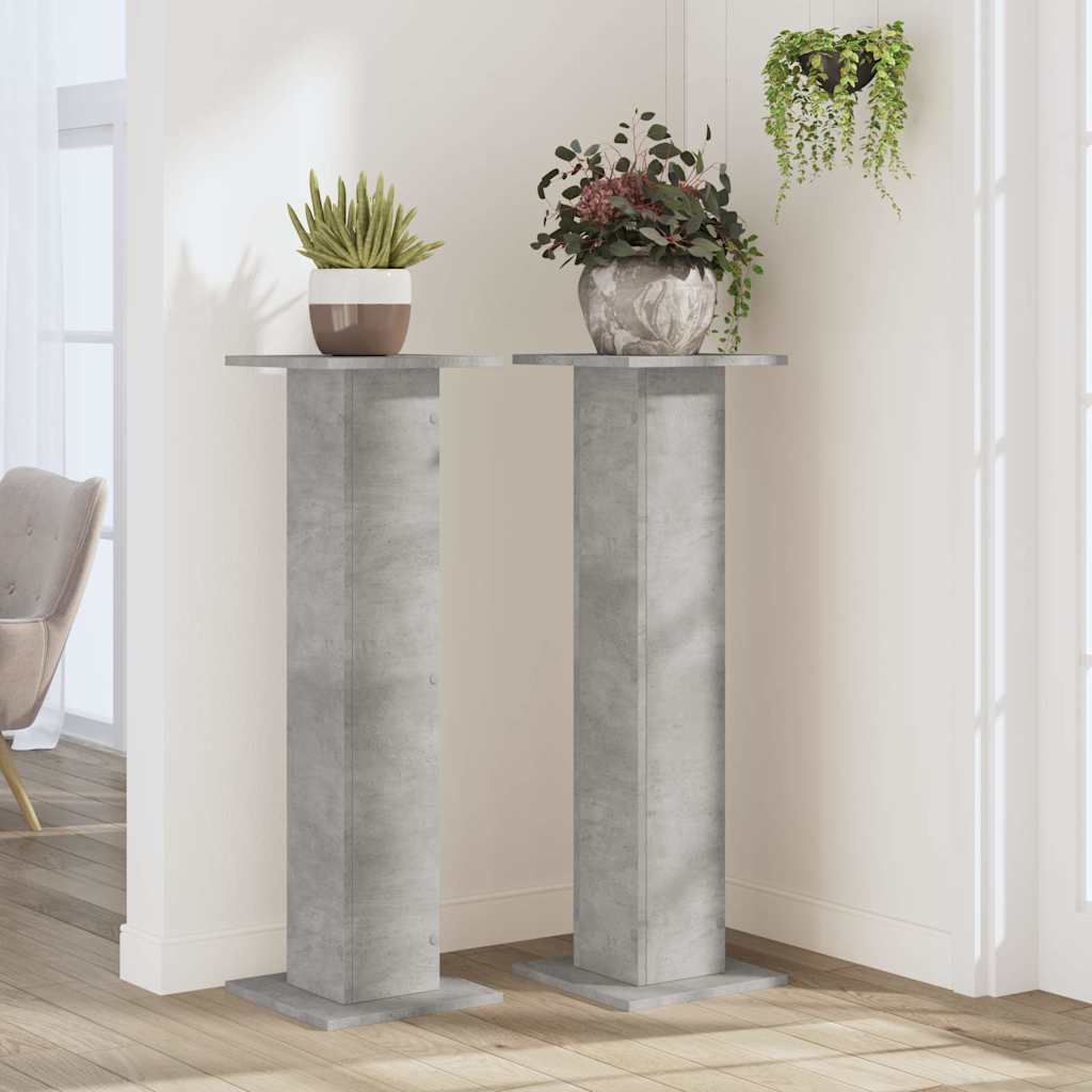 Plantestativer 2 stk betonggrå 30x30x95 cm konstruert tre