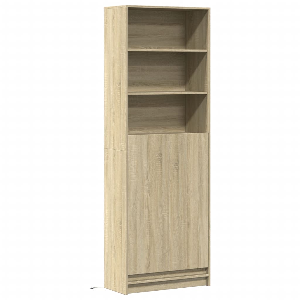 Garderobe med LED sonoma eik 69x32,5x200 cm konstruert tre