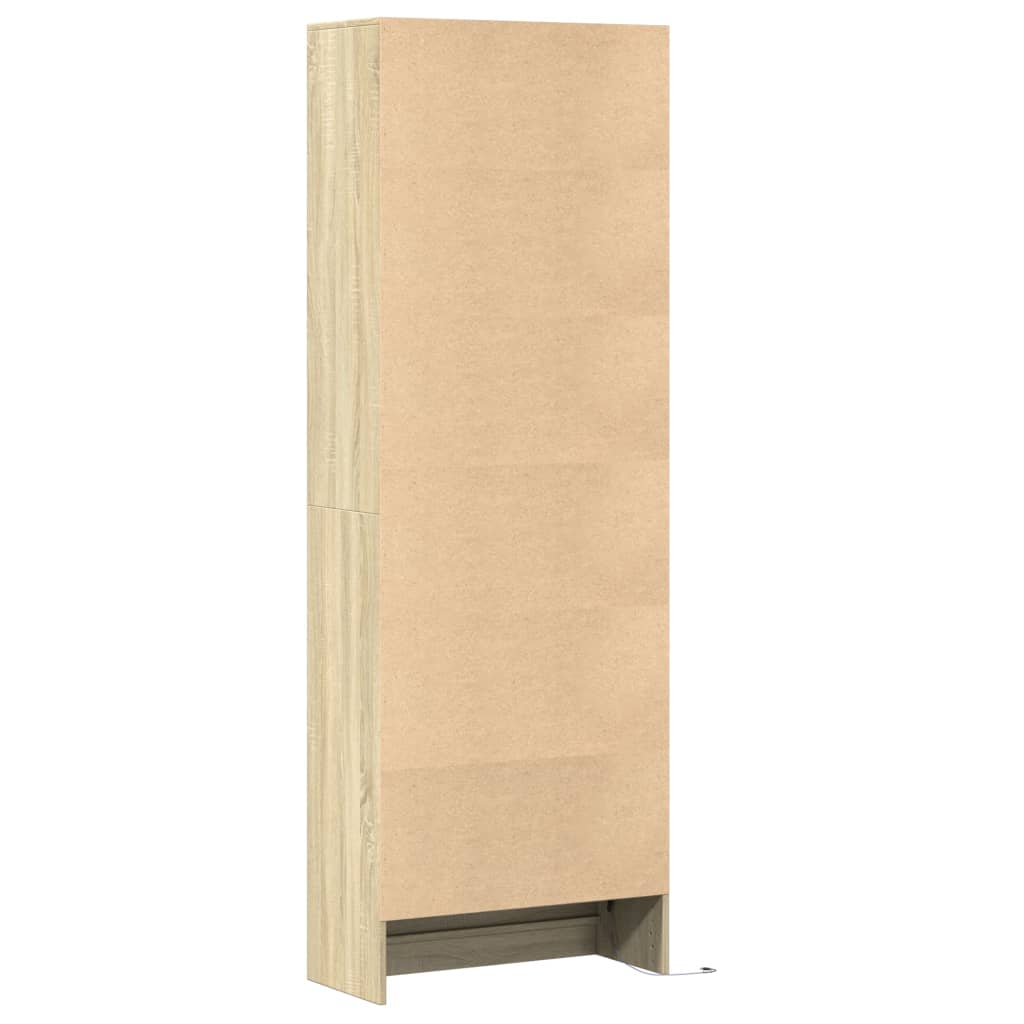 Garderobe med LED sonoma eik 69x32,5x200 cm konstruert tre