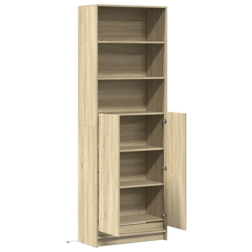 Garderobe med LED sonoma eik 69x32,5x200 cm konstruert tre
