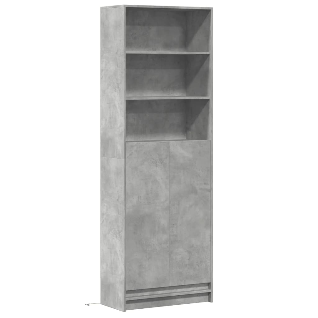 Garderobe med LED betonggrå 69x32,5x200 cm konstruert tre