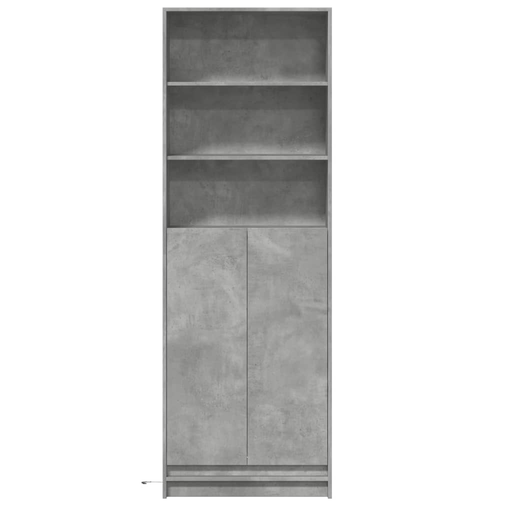 Garderobe med LED betonggrå 69x32,5x200 cm konstruert tre