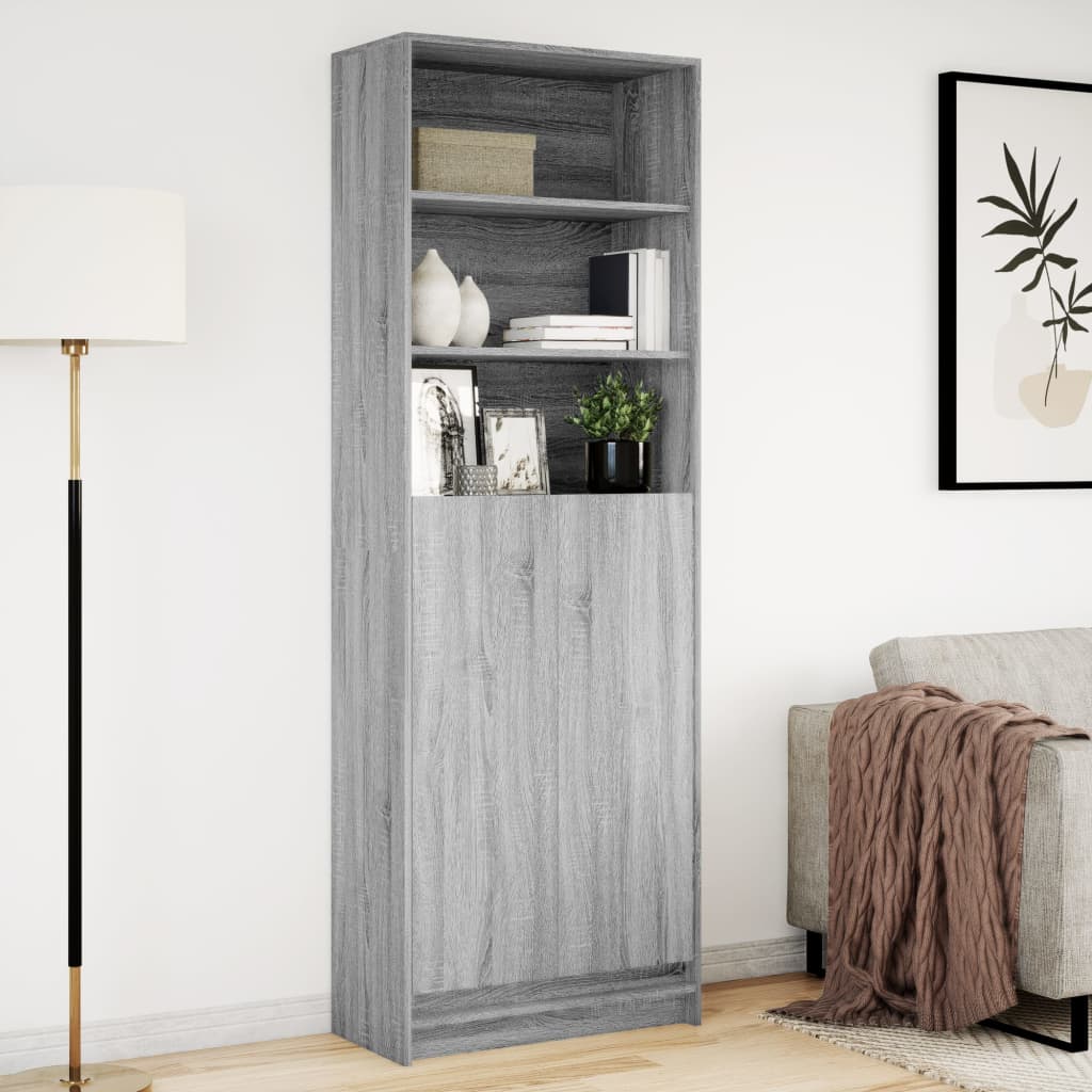 Garderobe med LED grå sonoma 69x32,5x200 cm konstruert tre