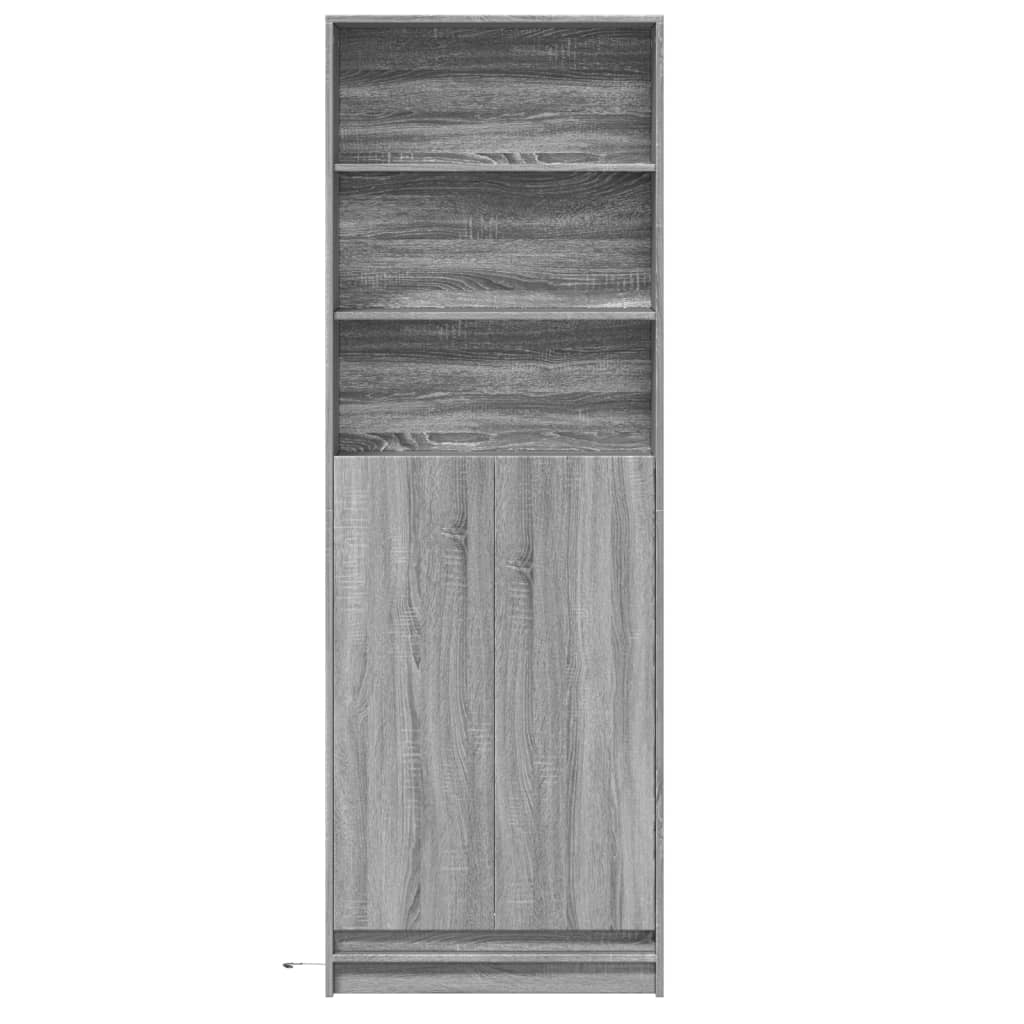 Garderobe med LED grå sonoma 69x32,5x200 cm konstruert tre