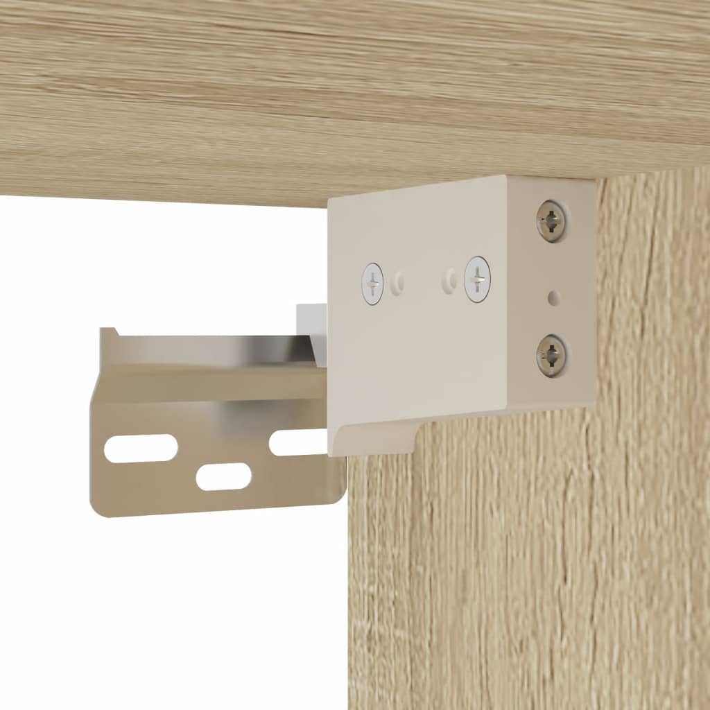 Vegghengt nattbord med LED-lys sonoma eik