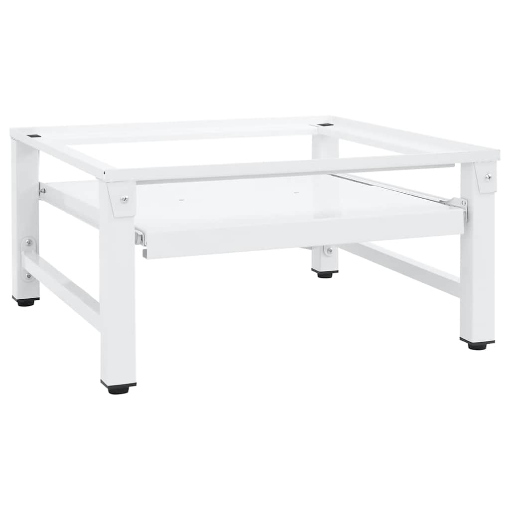 Vaskemaskinstativ med uttrekkbar hylle hvit