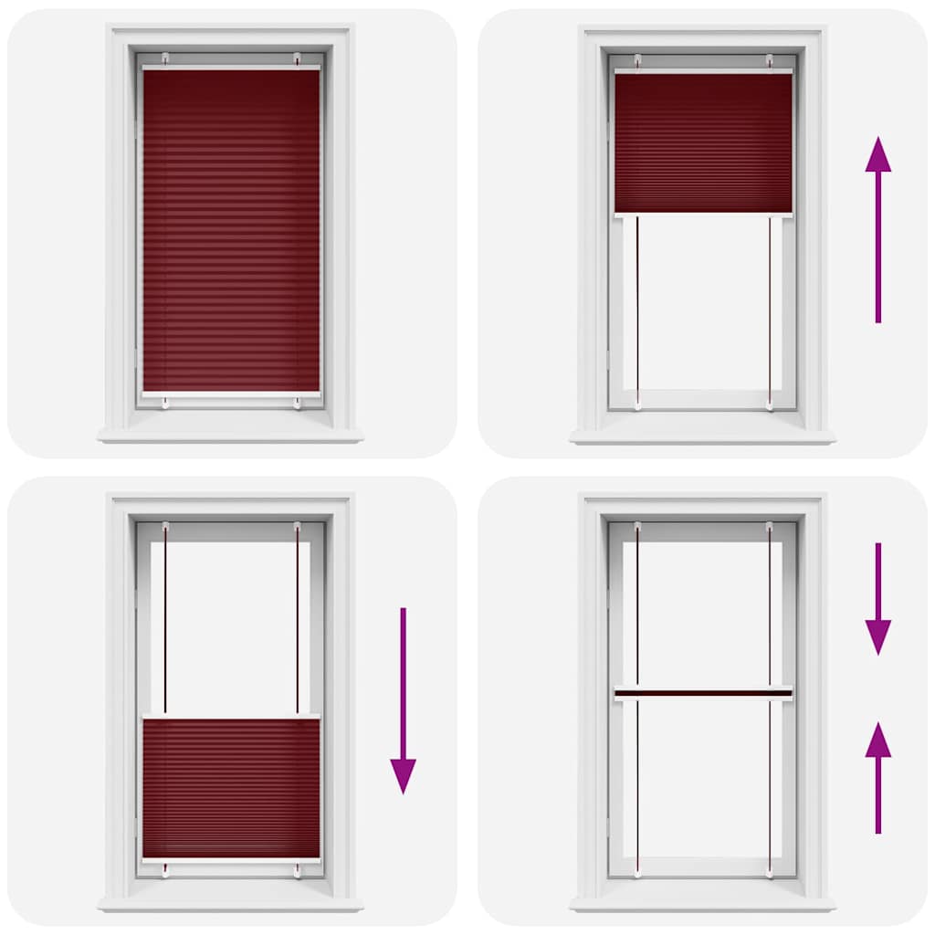 Plisségardin Bordeaux Rød 75x100 cm Stoff Bredde 74,4 cm