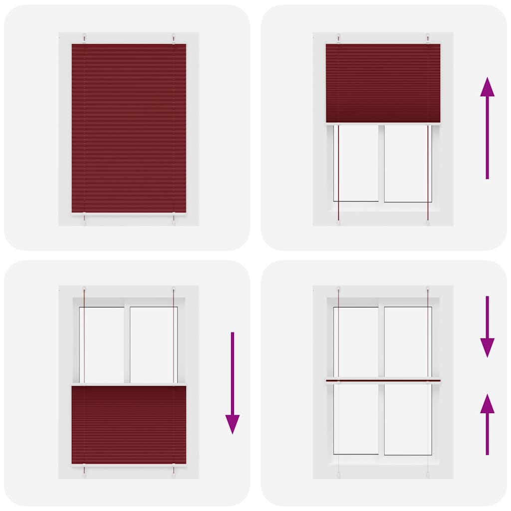 Plisségardin Bordeaux Rød 85x100 cm Stoff Bredde 84,4 cm