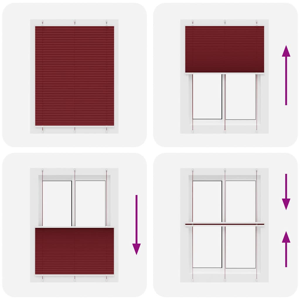 Plisségardin Bordeaux Rød 105x150 cm Stoff Bredde 104,4 cm
