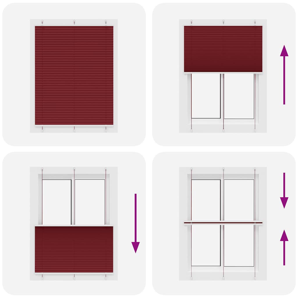 Plisségardin Bordeaux Rød 110x150 cm Stoff Bredde 109,4 cm