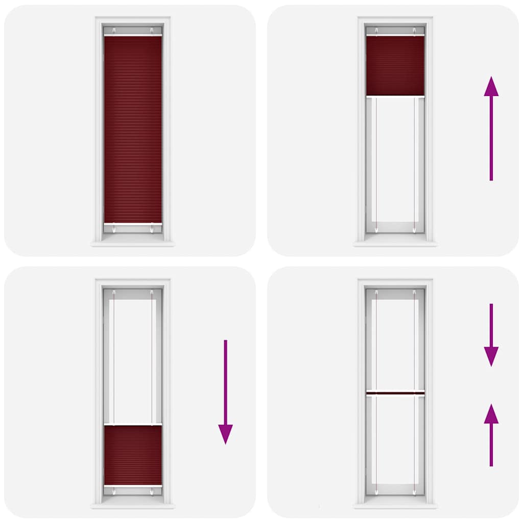 Plisségardin Bordeaux Rød 65x200 cm Stoff Bredde 64,4 cm