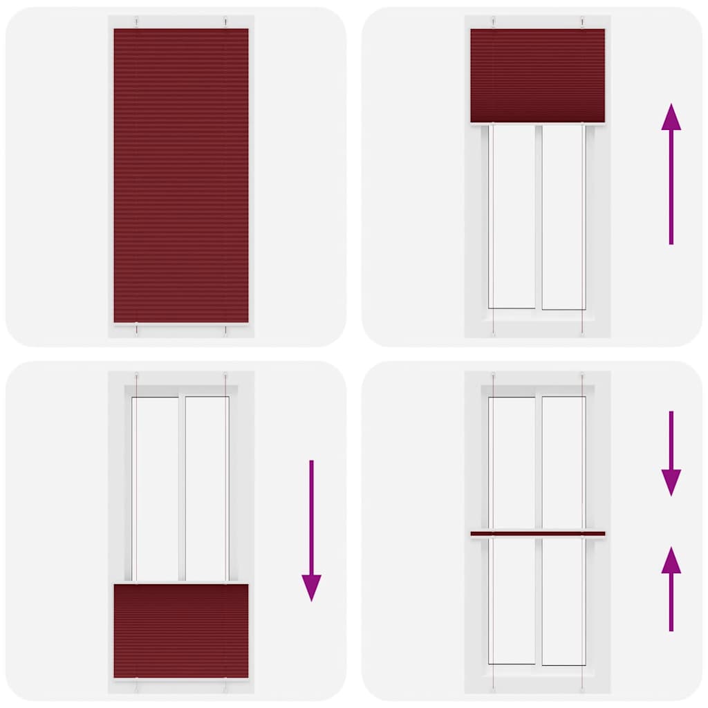Plisségardin Bordeaux Rød 85x200 cm Stoff Bredde 84,4 cm