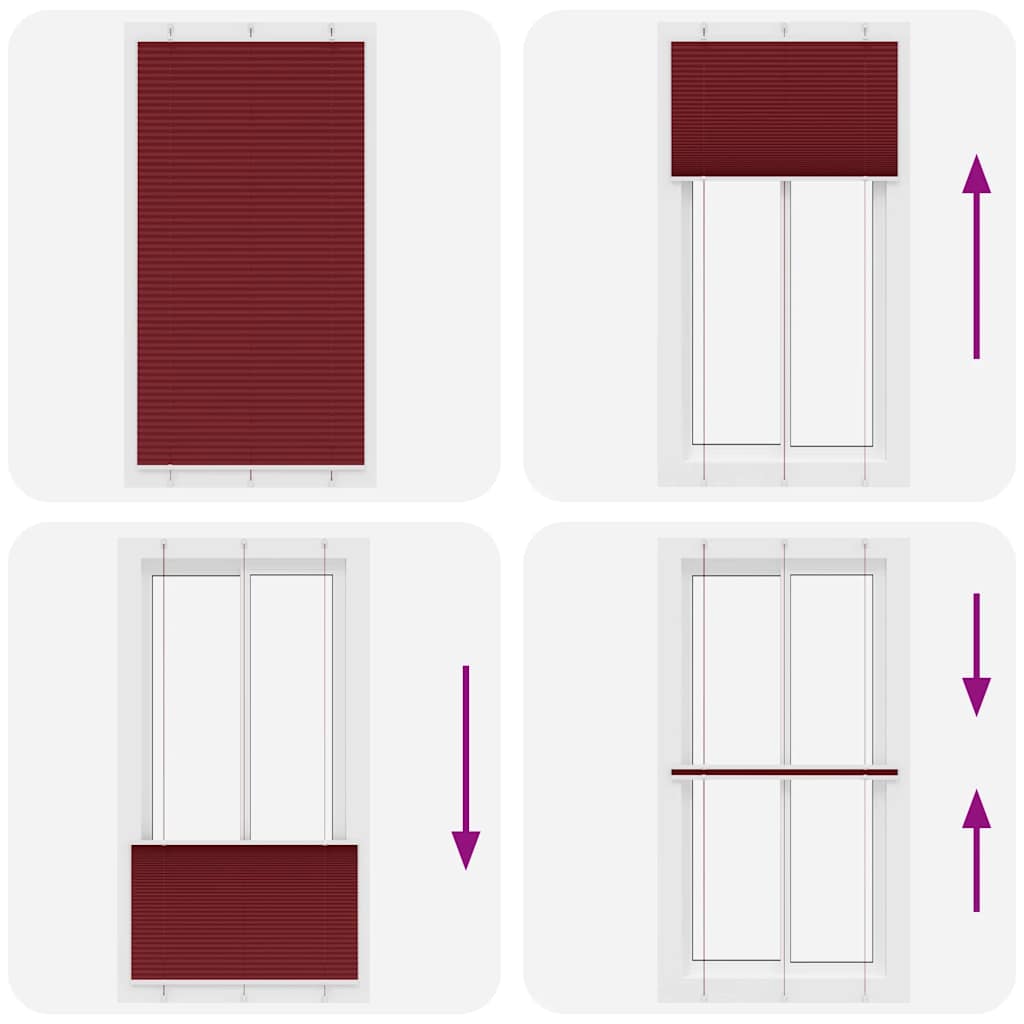 Plisségardin Bordeaux Rød 105x200 cm Stoff Bredde 104,4 cm