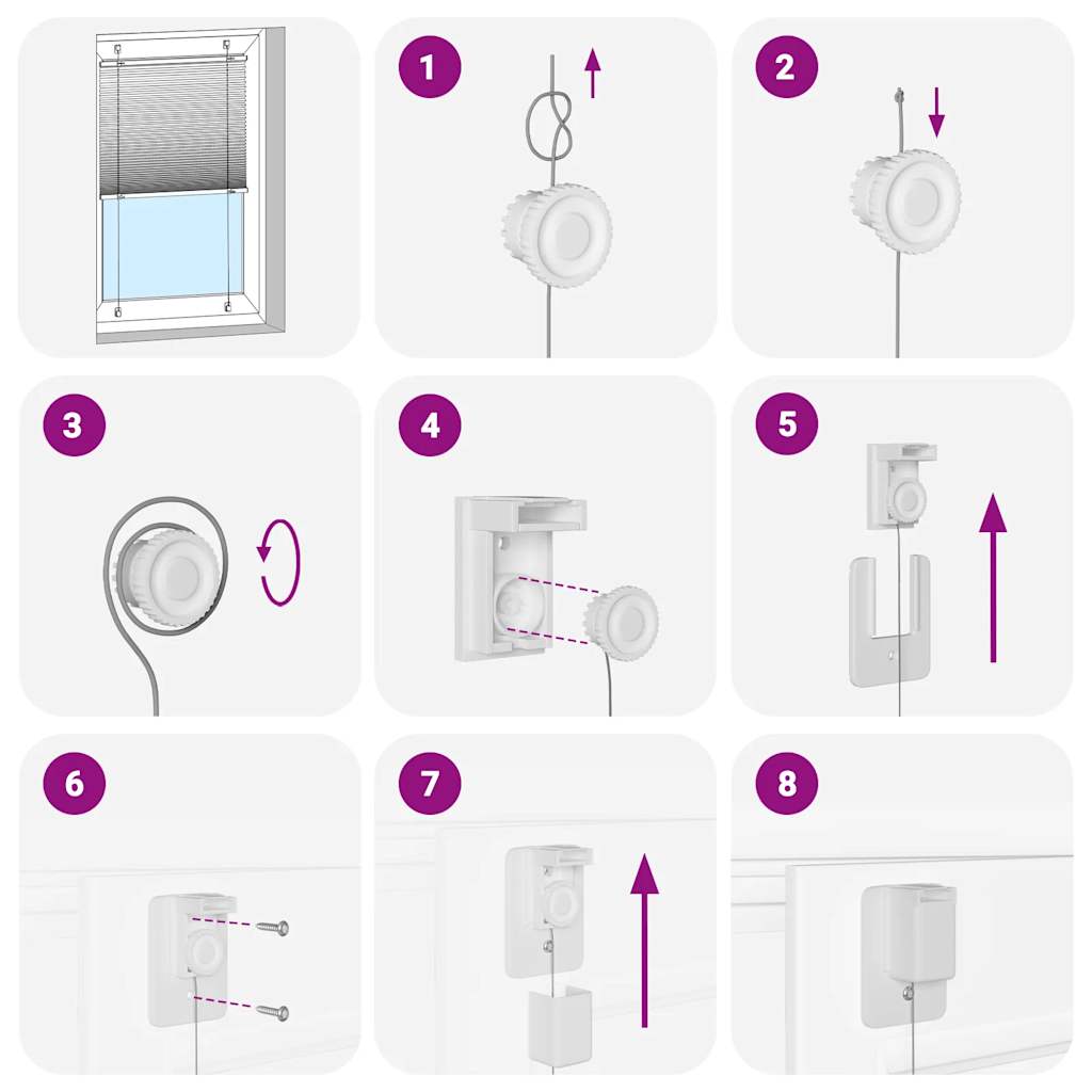 plisségardin Hvit 95x150 cm Stoff Bredde 94,4 cm Polyester