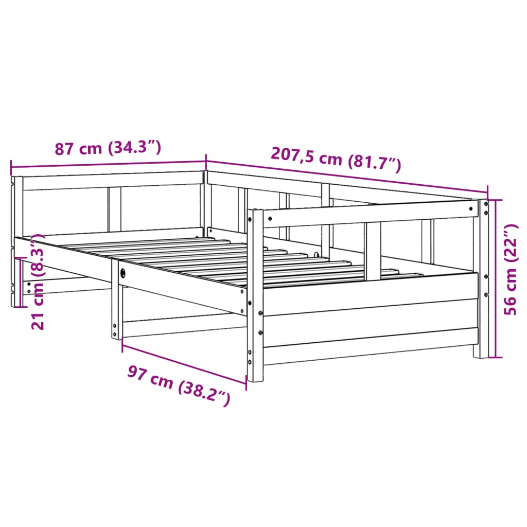 Dagseng uten madrass voksbrun 80x200 cm heltre furu