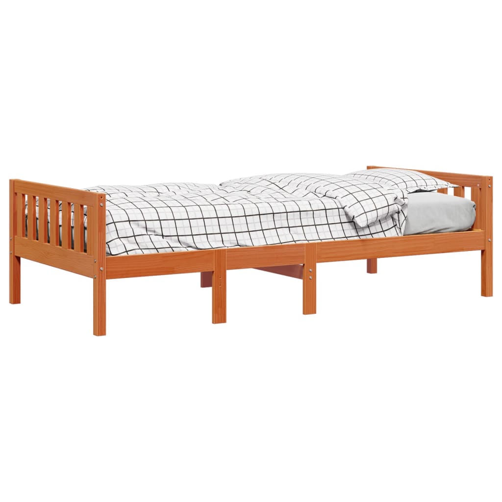 Barneseng uten madrass voksbrun 80x200 cm heltre furu