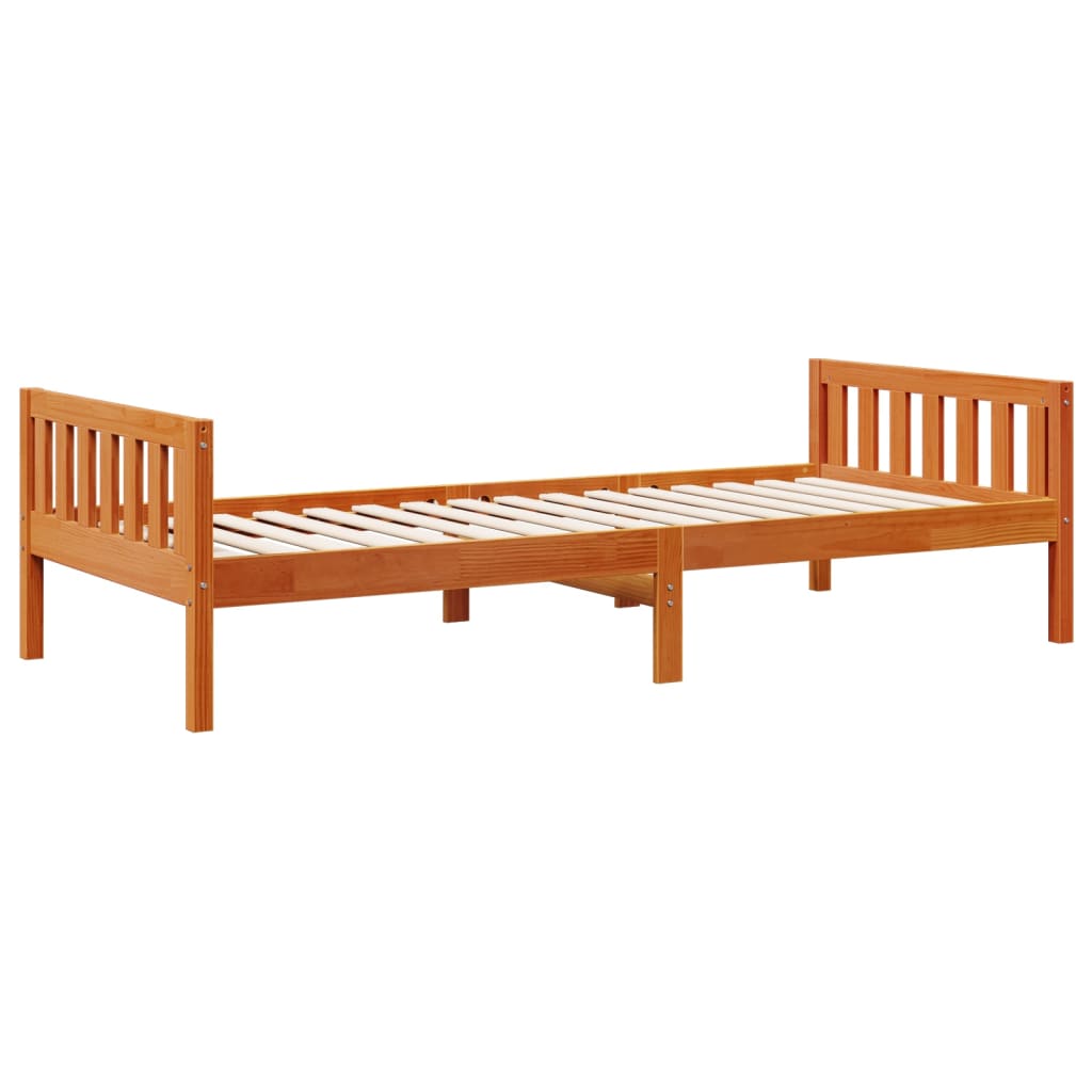 Barneseng uten madrass voksbrun 80x200 cm heltre furu