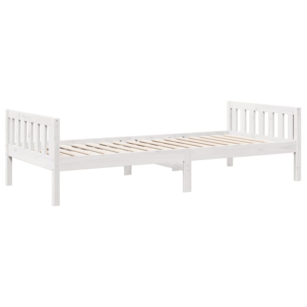 Barneseng uten madrass hvit 75x190 cm heltre furu