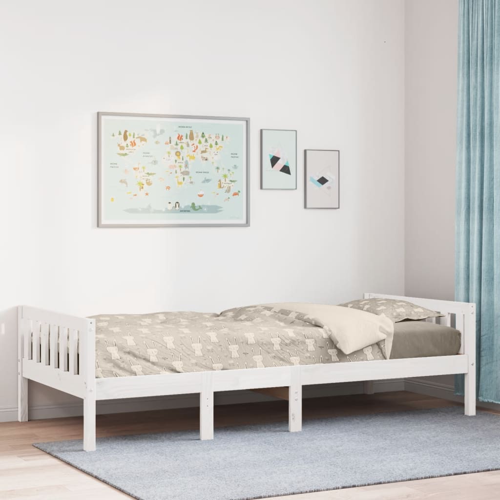 Barneseng uten madrass hvit 75x190 cm heltre furu