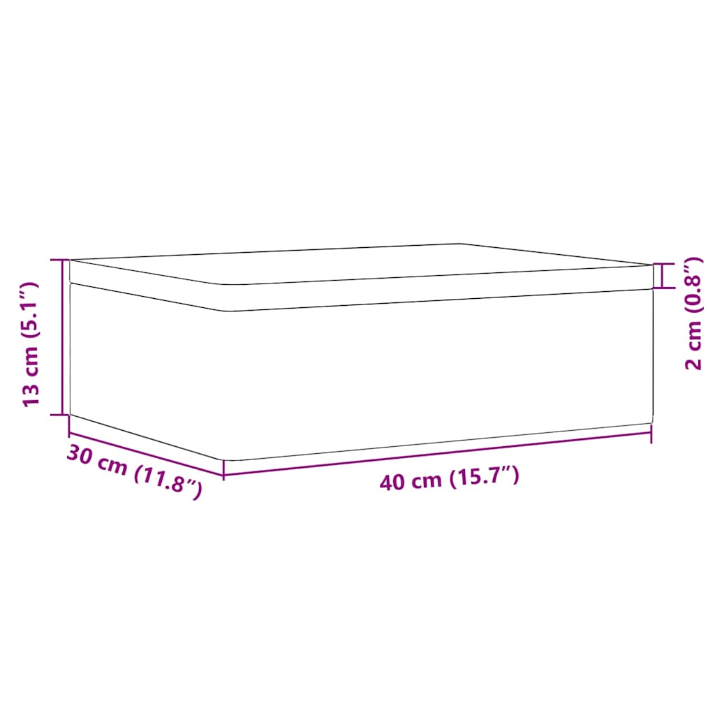Trekasse med lokk 40x30x13 cm heltre furu