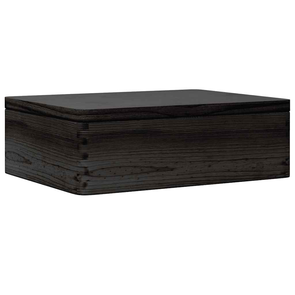 Trekasse med lokk svart 40x30x13 cm heltre furu
