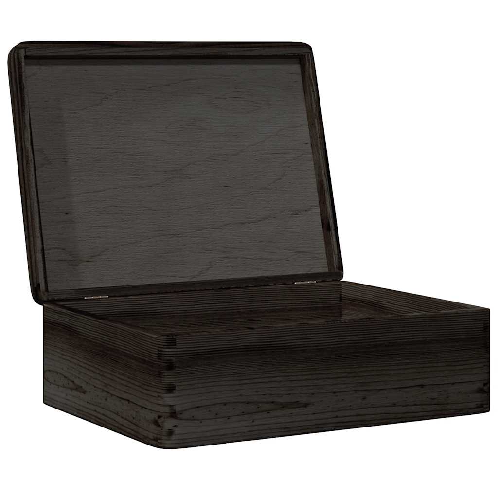 Trekasse med lokk svart 40x30x13 cm heltre furu
