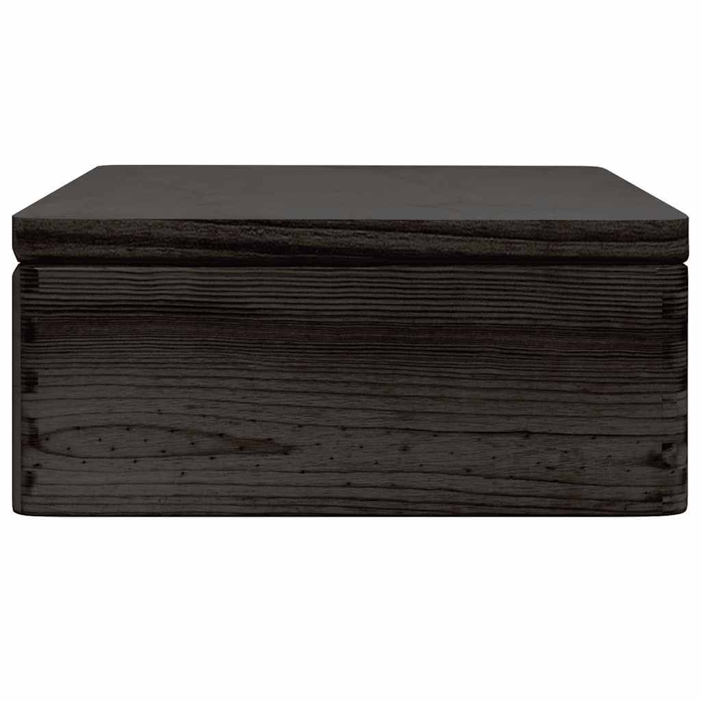 Trekasse med lokk svart 40x30x13 cm heltre furu