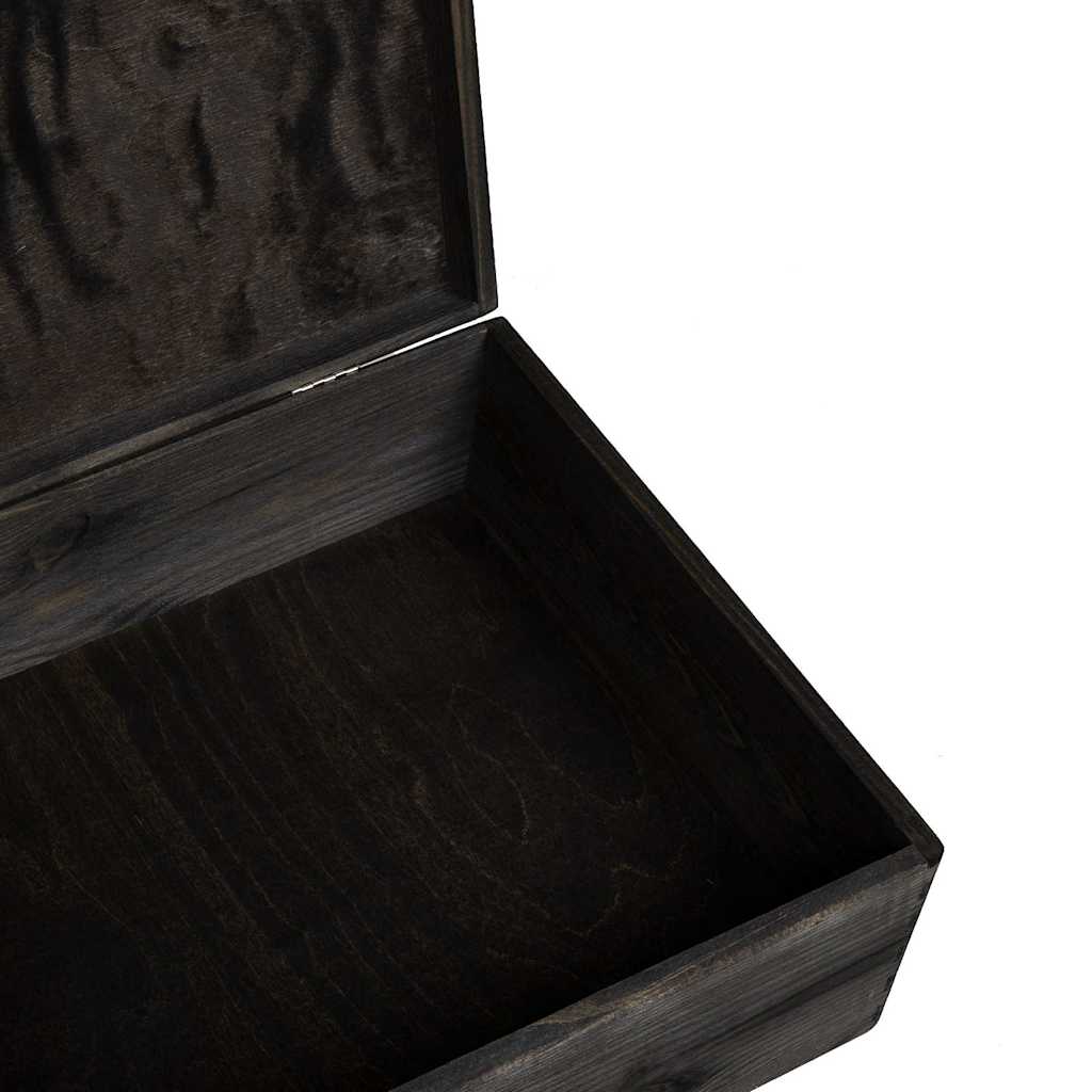 Trekasse med lokk svart 40x30x13 cm heltre furu