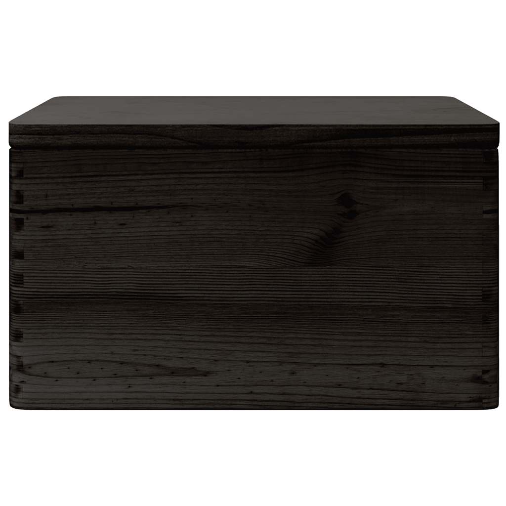 Trekasse med lokk svart 40x30x23 cm heltre furu