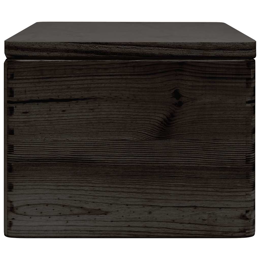 Trekasse med lokk svart 40x30x23 cm heltre furu