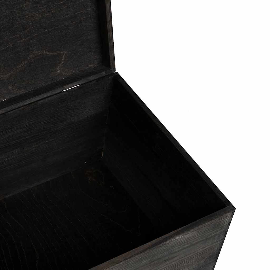 Trekasse med lokk svart 40x30x23 cm heltre furu