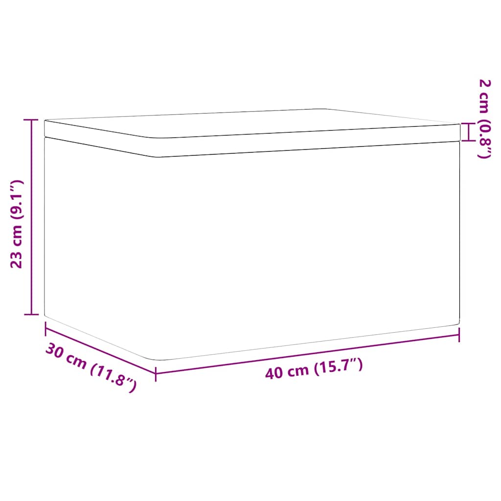 Trekasse med lokk svart 40x30x23 cm heltre furu