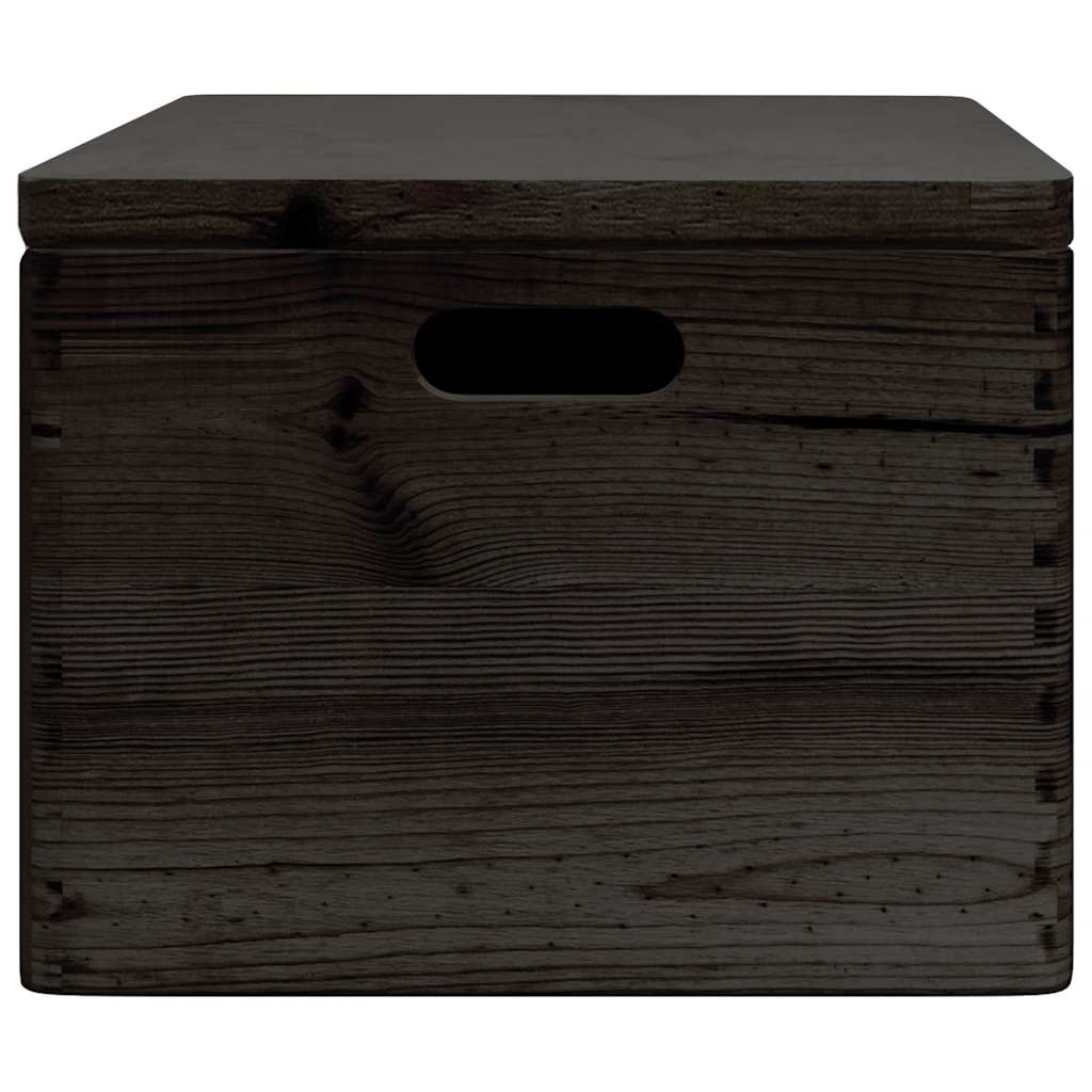 Trekasse med lokk og håndtak svart 40x30x23cm heltre furu