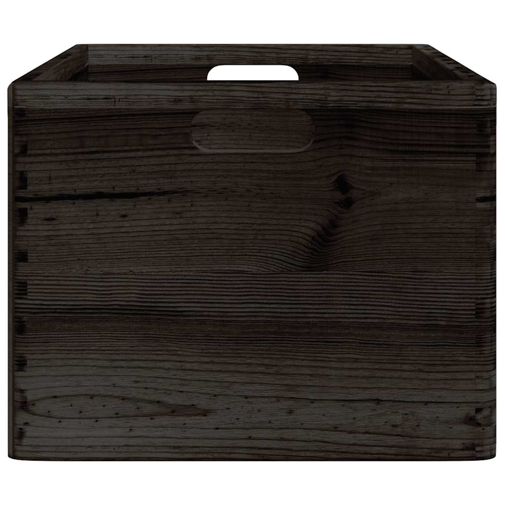 Trekasse med håndtak svart 40x30x23 cm heltre furu