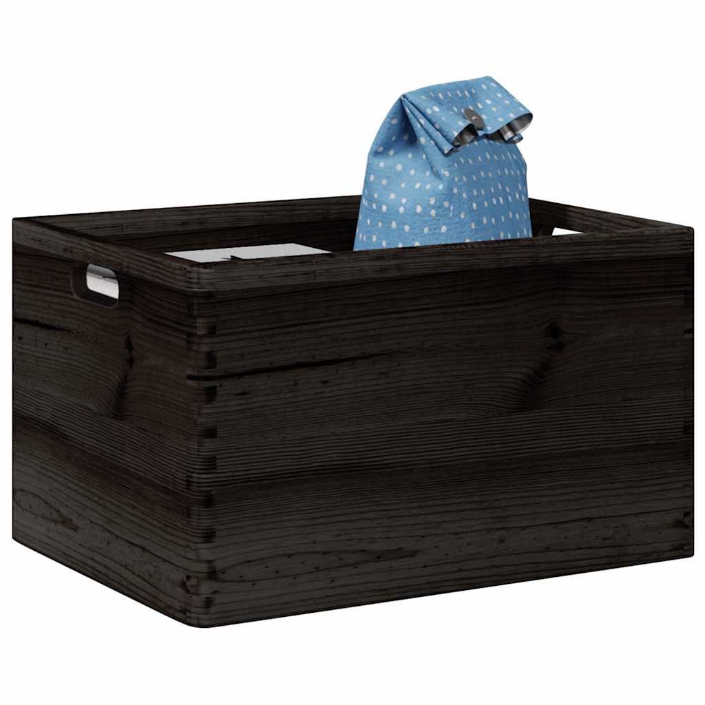 Trekasse med håndtak svart 40x30x23 cm heltre furu