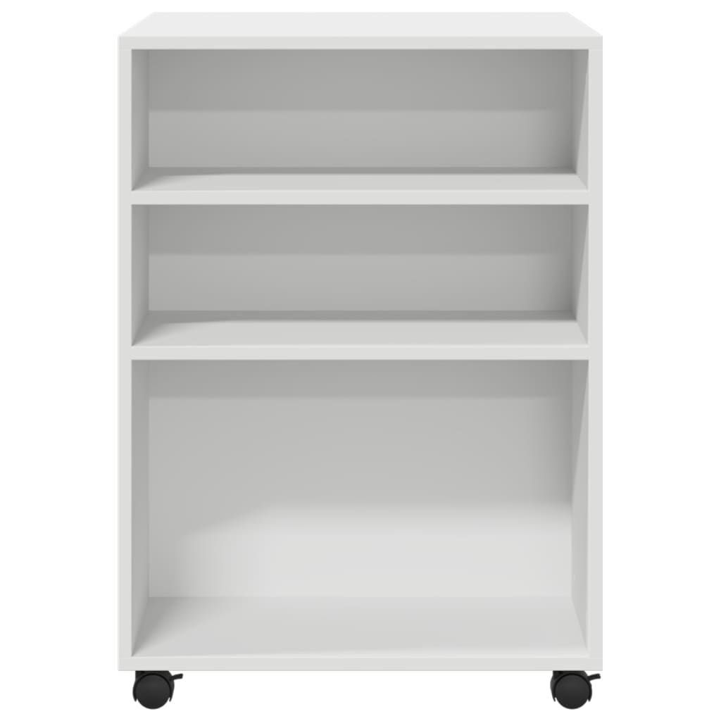 Sidebord med hjul hvit 55x60x78 cm konstruert tre
