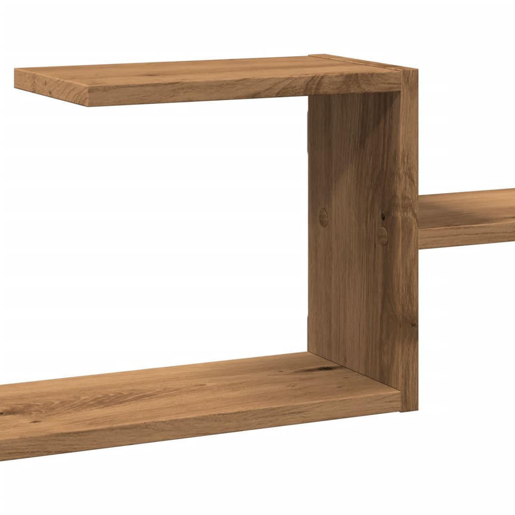 Veggmontert hjørnehylle artisan eik 104x15x49 cm konstruert tre