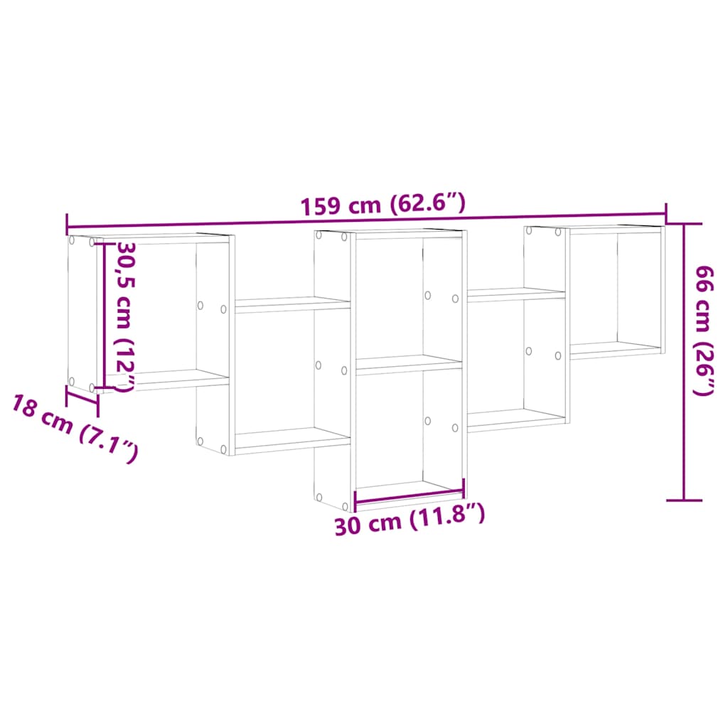 Vegghylle gammelt tre 159x18x66 cm konstruert tre vidaXL