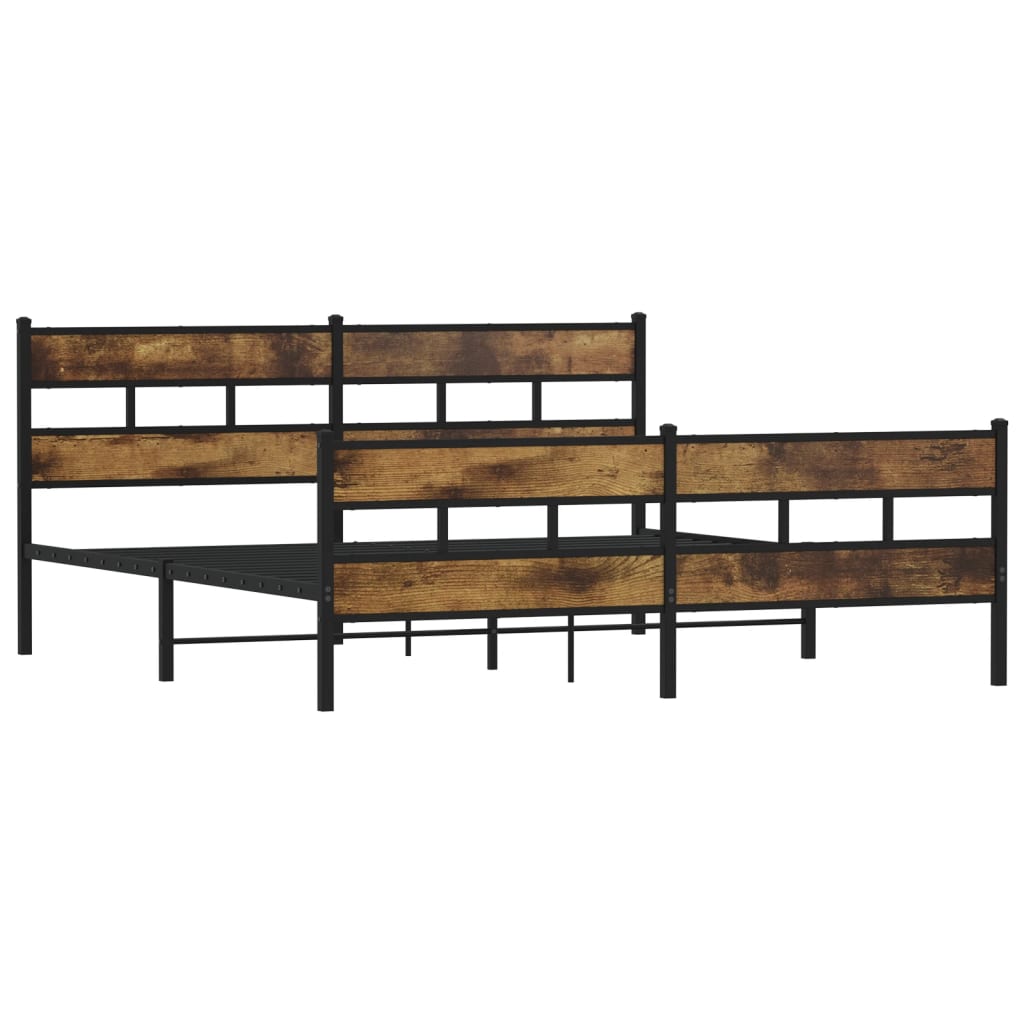 Sengeramme i metall uten madrass røkt eik 200x200 cm