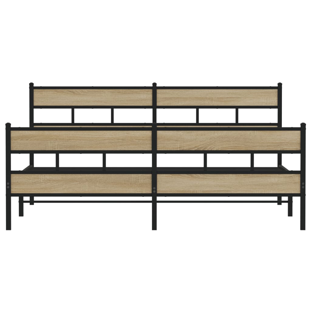 Sengeramme i metall uten madrass sonoma eik 183x213 cm