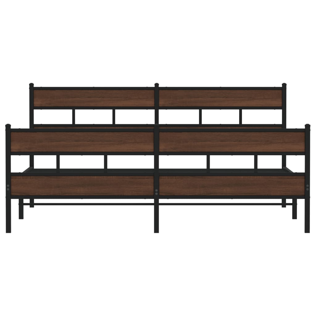 Sengeramme i metall uten madrass brun eik 180x200 cm