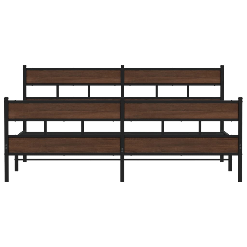 Sengeramme i metall uten madrass brun eik 200x200 cm
