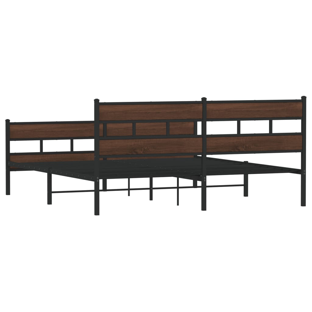 Sengeramme i metall uten madrass brun eik 200x200 cm