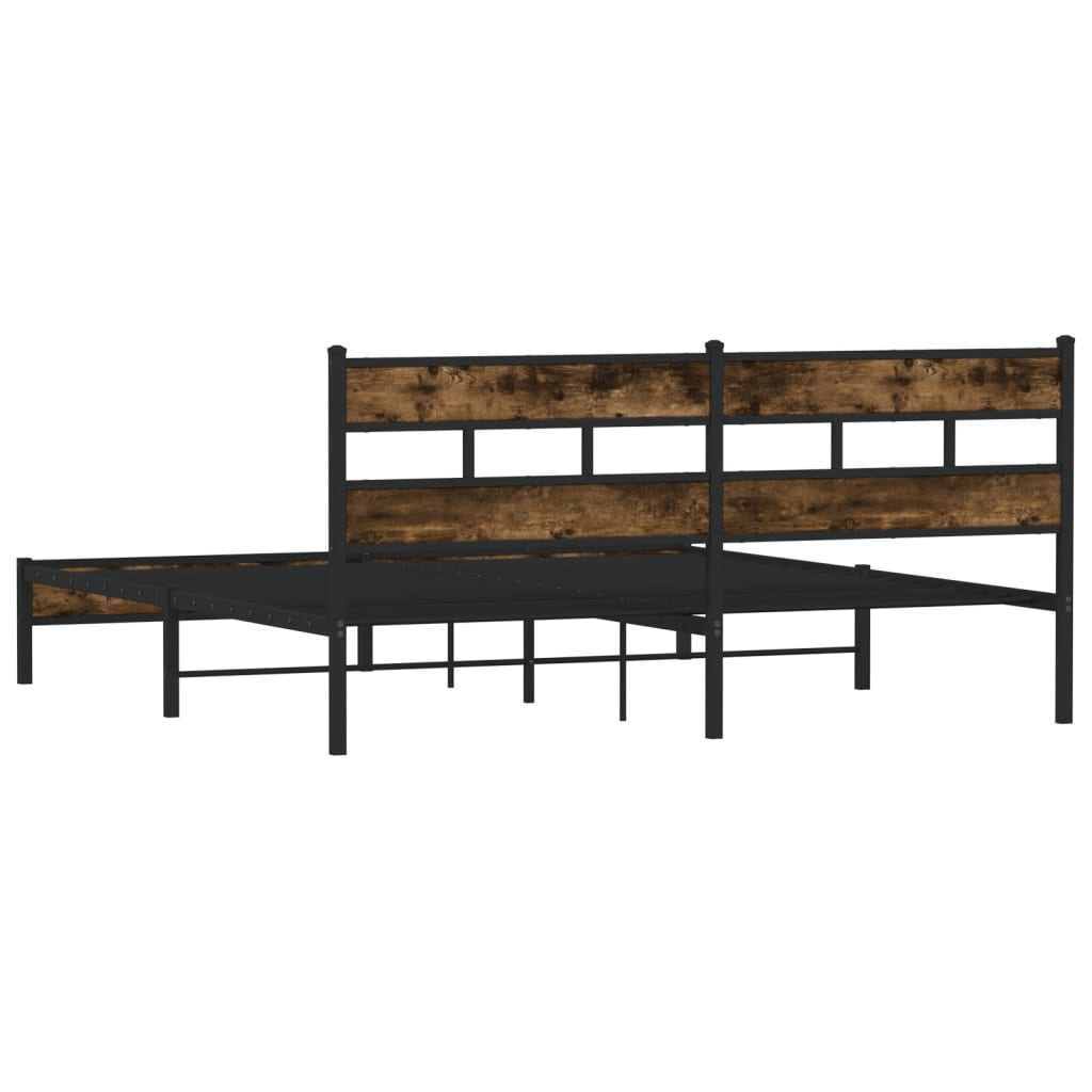Sengeramme i metall uten madrass røkt eik 183x213 cm