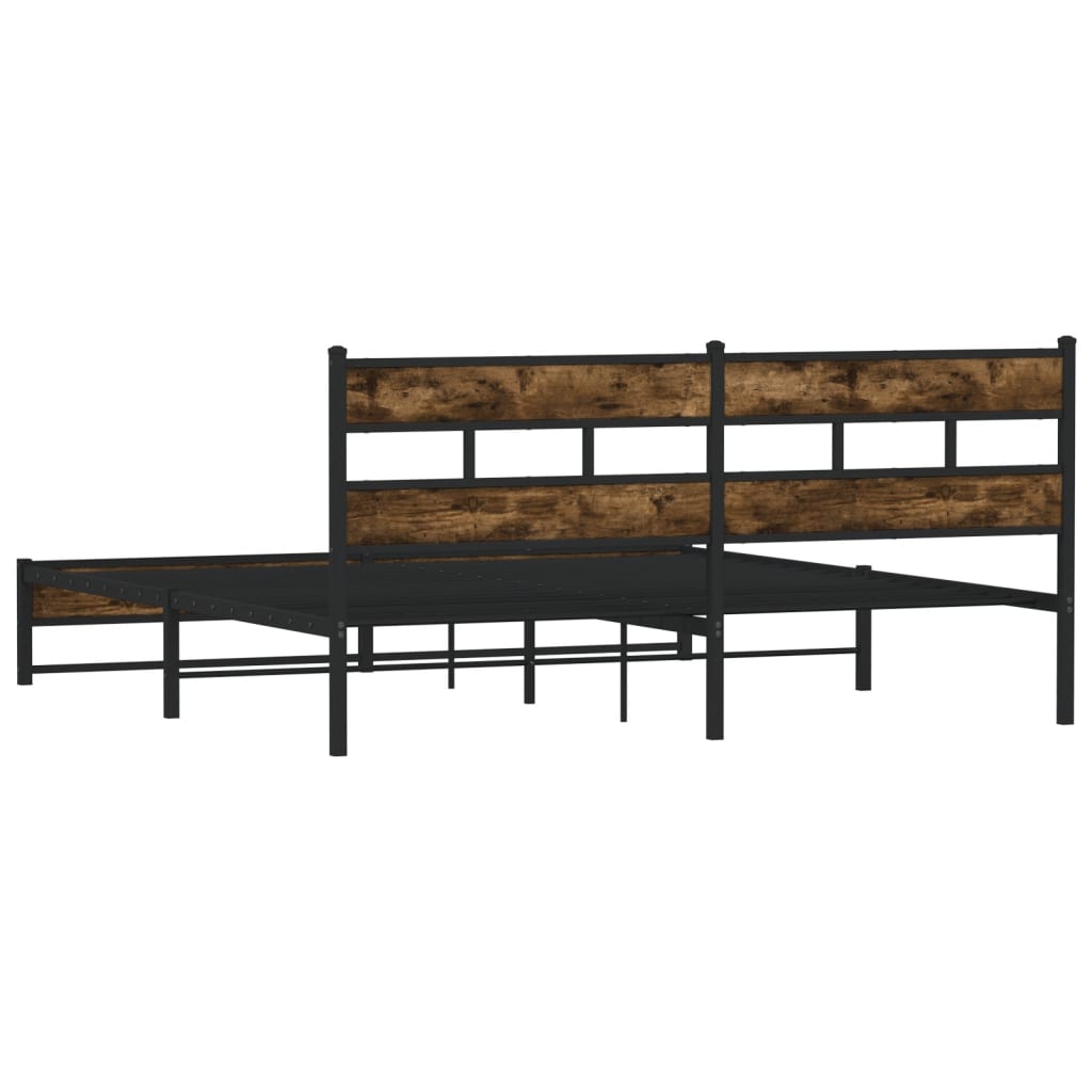 Sengeramme i metall uten madrass røkt eik 200x200 cm