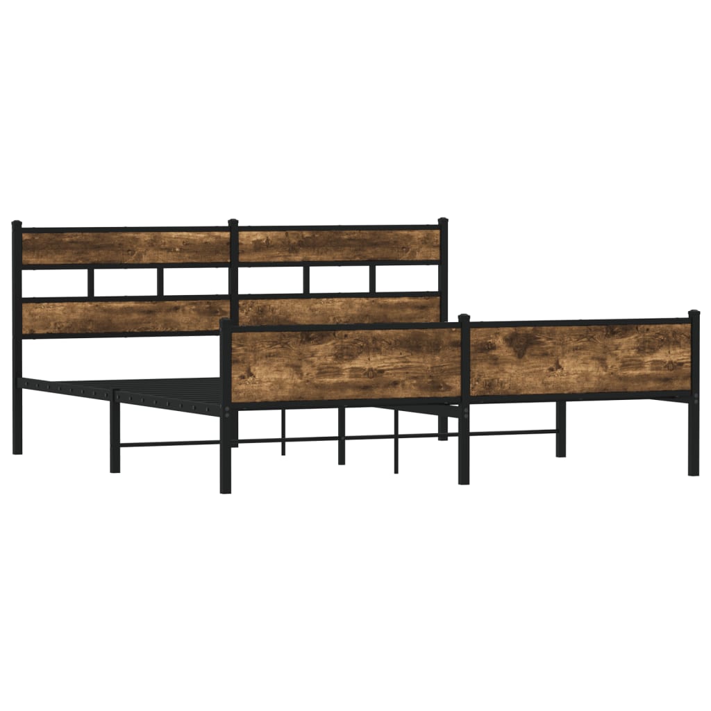 Sengeramme i metall uten madrass røkt eik 180x200 cm