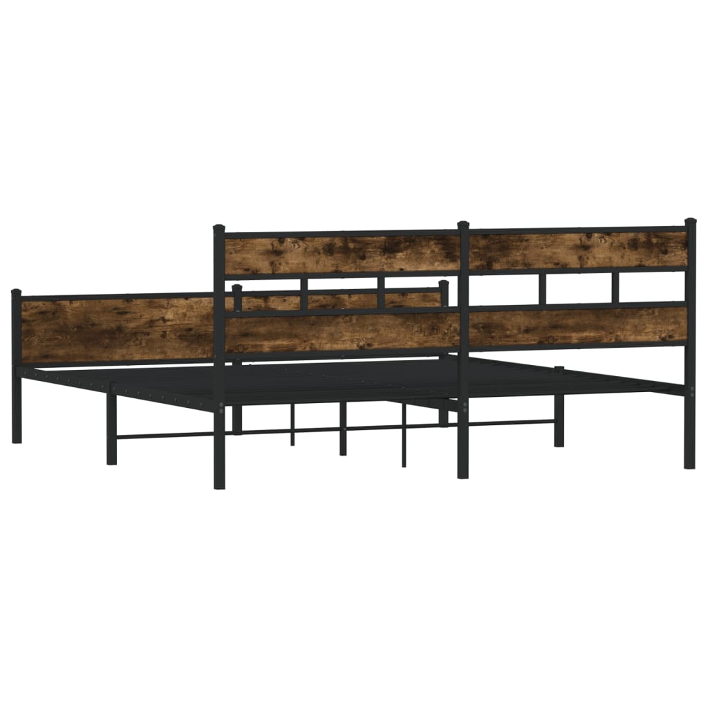 Sengeramme i metall uten madrass røkt eik 180x200 cm